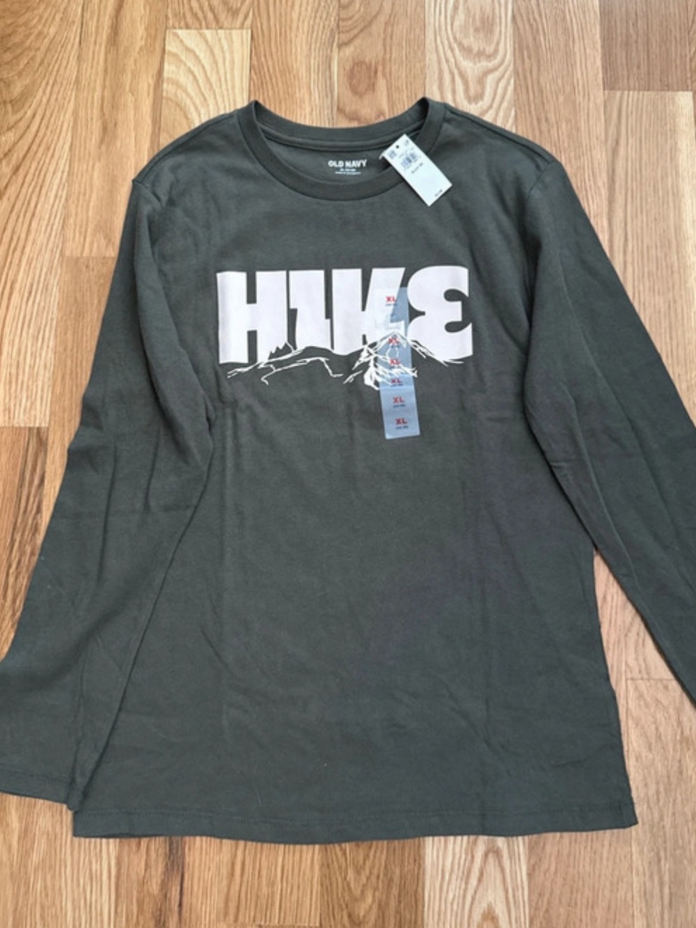 Old Navy NWT Olive Green HIKE Graphic Long Sleeve Shirt - Boys XL